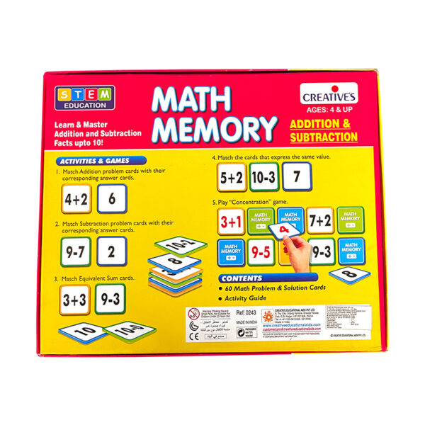 Creative's- Math Memory – Addition and Subtraction