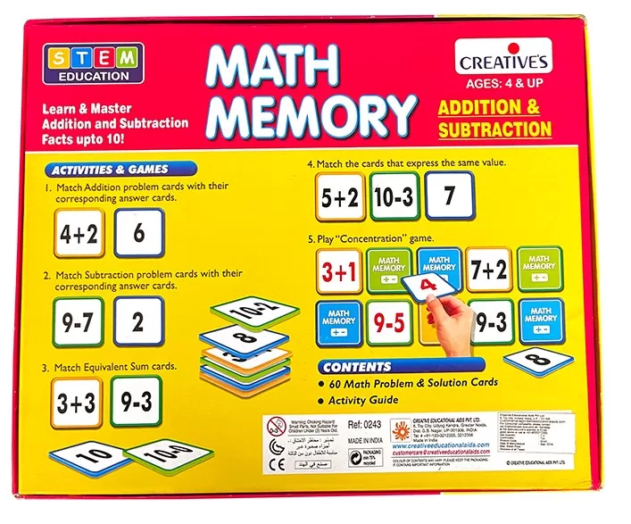 Creative’s Math Memory Flash Cards Multiplication Addition & Subtraction Combo Pack of 2 - Image 4